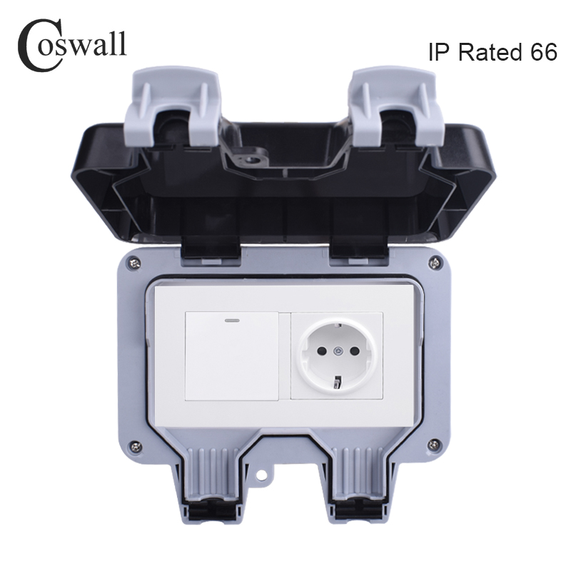 Outdoor Lighting Switch - Coswall IP66 Weatherproof Waterproof Outdoor Wall