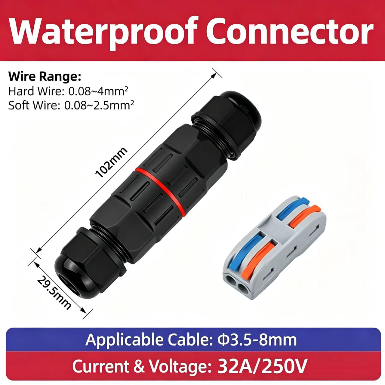 1Pc 2 Pin 3 Pin Wire Connector - Outdoor Lighting Low Voltage 评论和价格