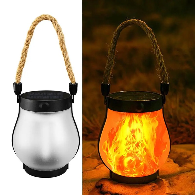 Solar Flame Lamp USB Rechargea - Solar Lantern Hanging 评论和价格
