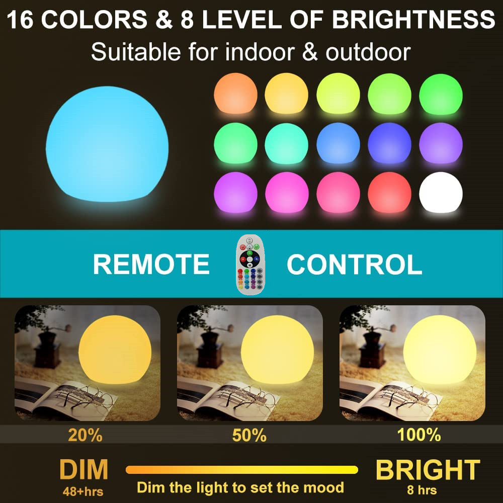 Rechargeable LED Glowing Ball  - Bollard Light Garden 评论和价格