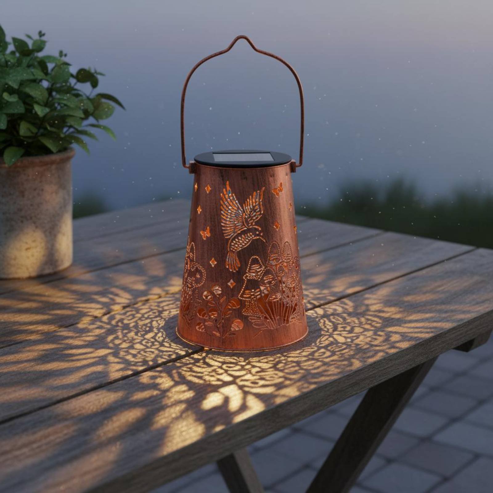 Floral Garden Lantern Pattern  - Solar Lantern Hanging 评论和价格