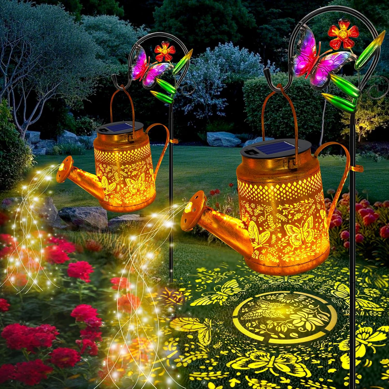 2 Pack Big Solar Butterfly Wat - Solar Lantern Hanging 评论和价格