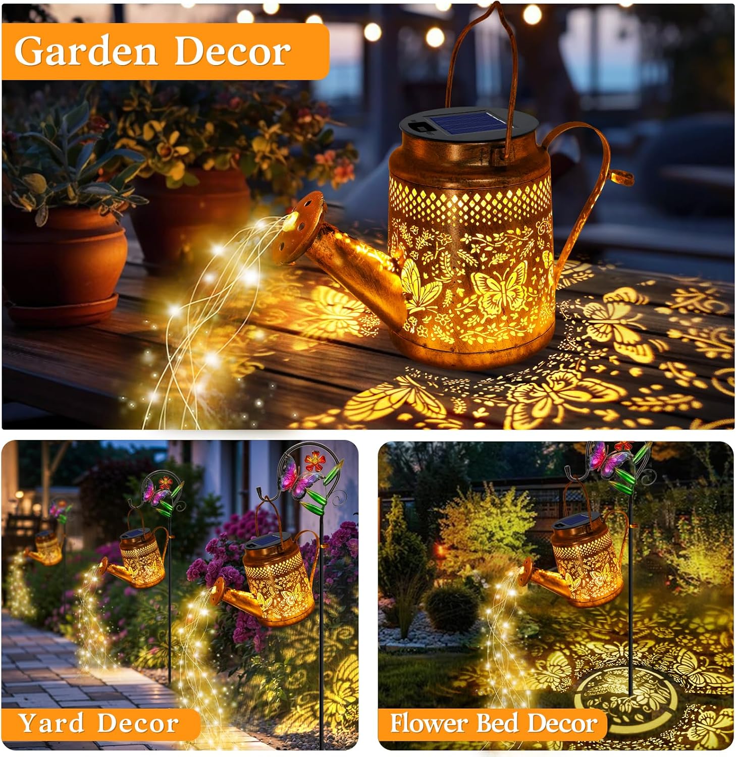 2 Pack Big Solar Butterfly Wat - Solar Lantern Hanging 评论和价格