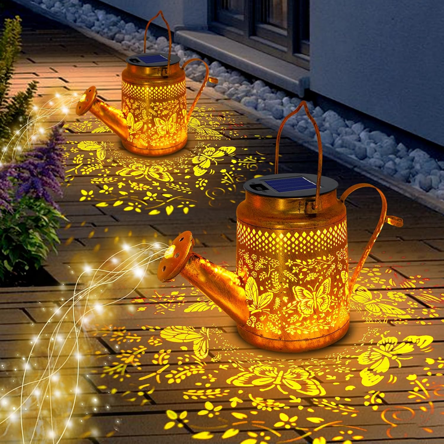 2 Pack Big Solar Butterfly Wat - Solar Lantern Hanging 评论和价格