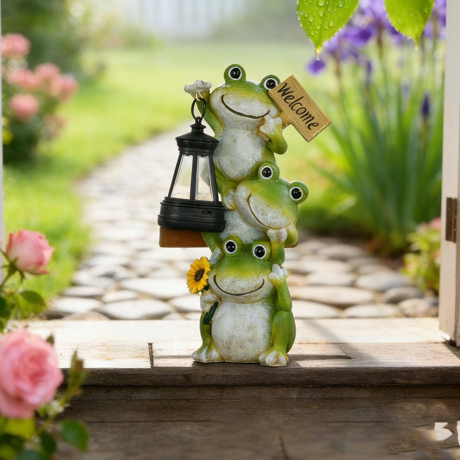 Solar Garden Light Frog Statue - Solar Path Light 评论和价格