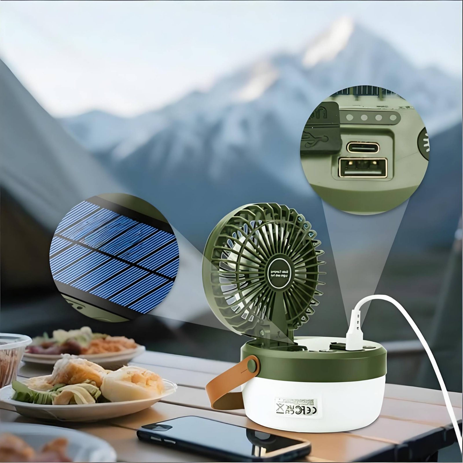 Solar Camping Fan Lantern Fold - Solar Lantern Hanging 评论和价格