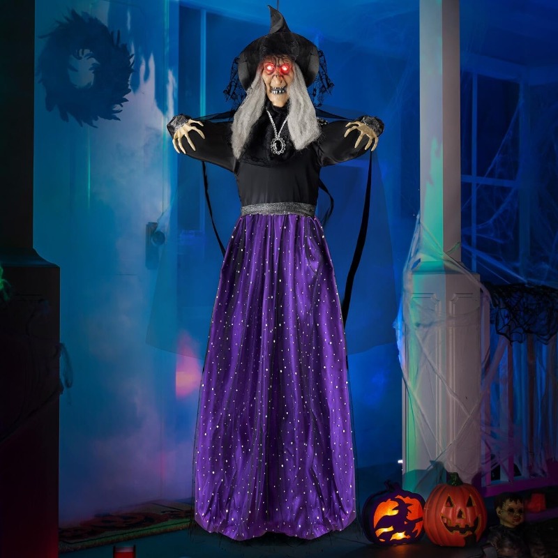 47'' Animated Witch Halloween  - Bollard Light Garden 评论和价格