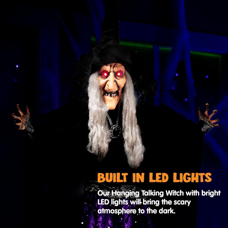 47'' Animated Witch Halloween  - Bollard Light Garden 评论和价格