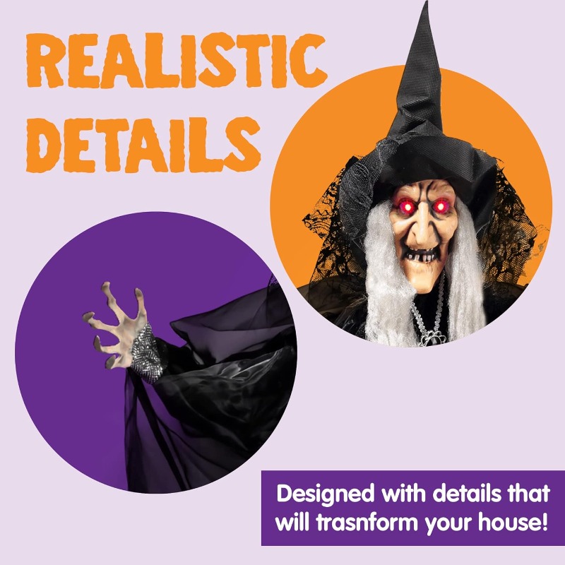47'' Animated Witch Halloween  - Bollard Light Garden 评论和价格