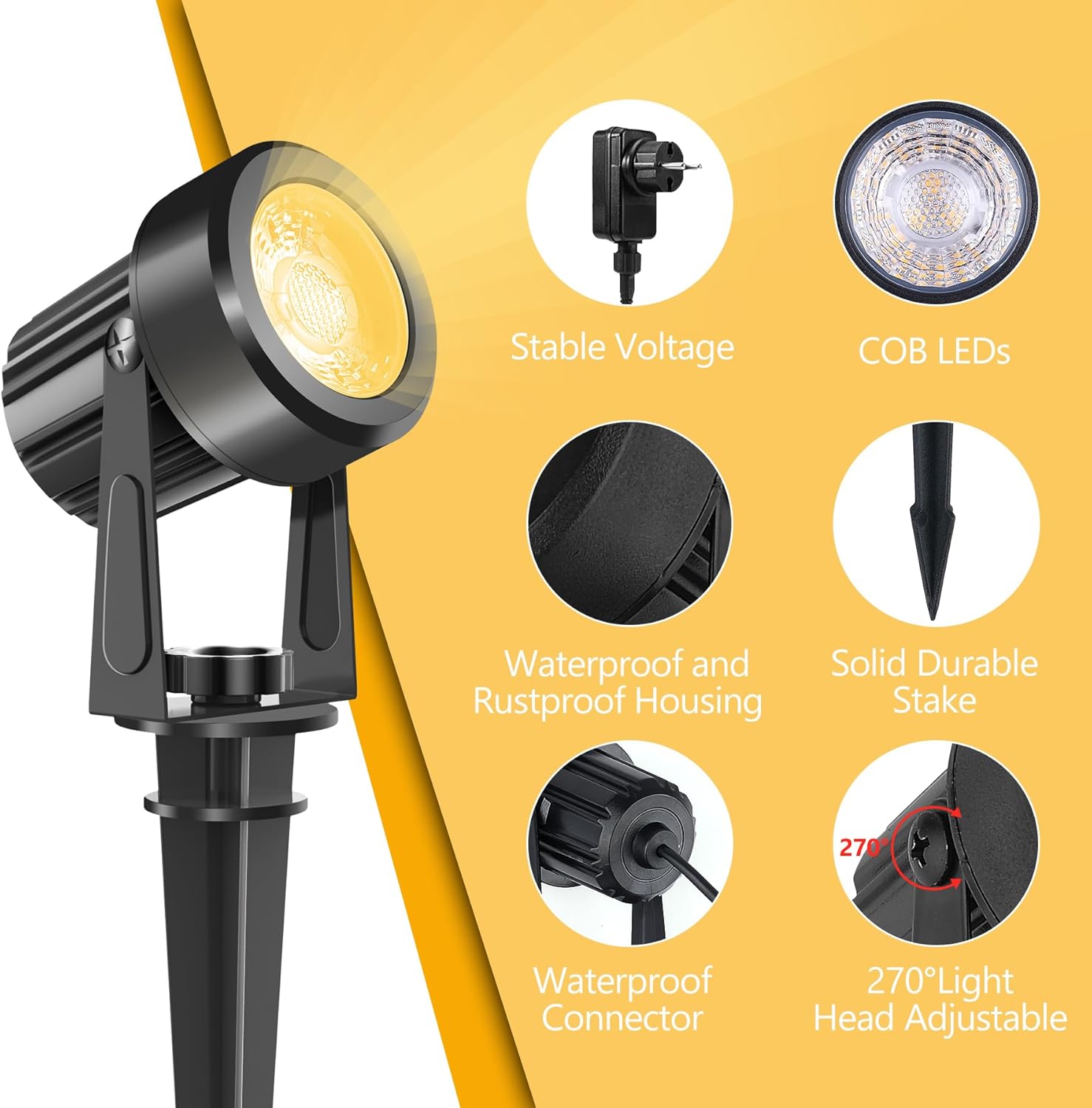4/6/8LEDS 3000K Outdoor Spotli - Outdoor Lighting Low Voltage 评论和价格