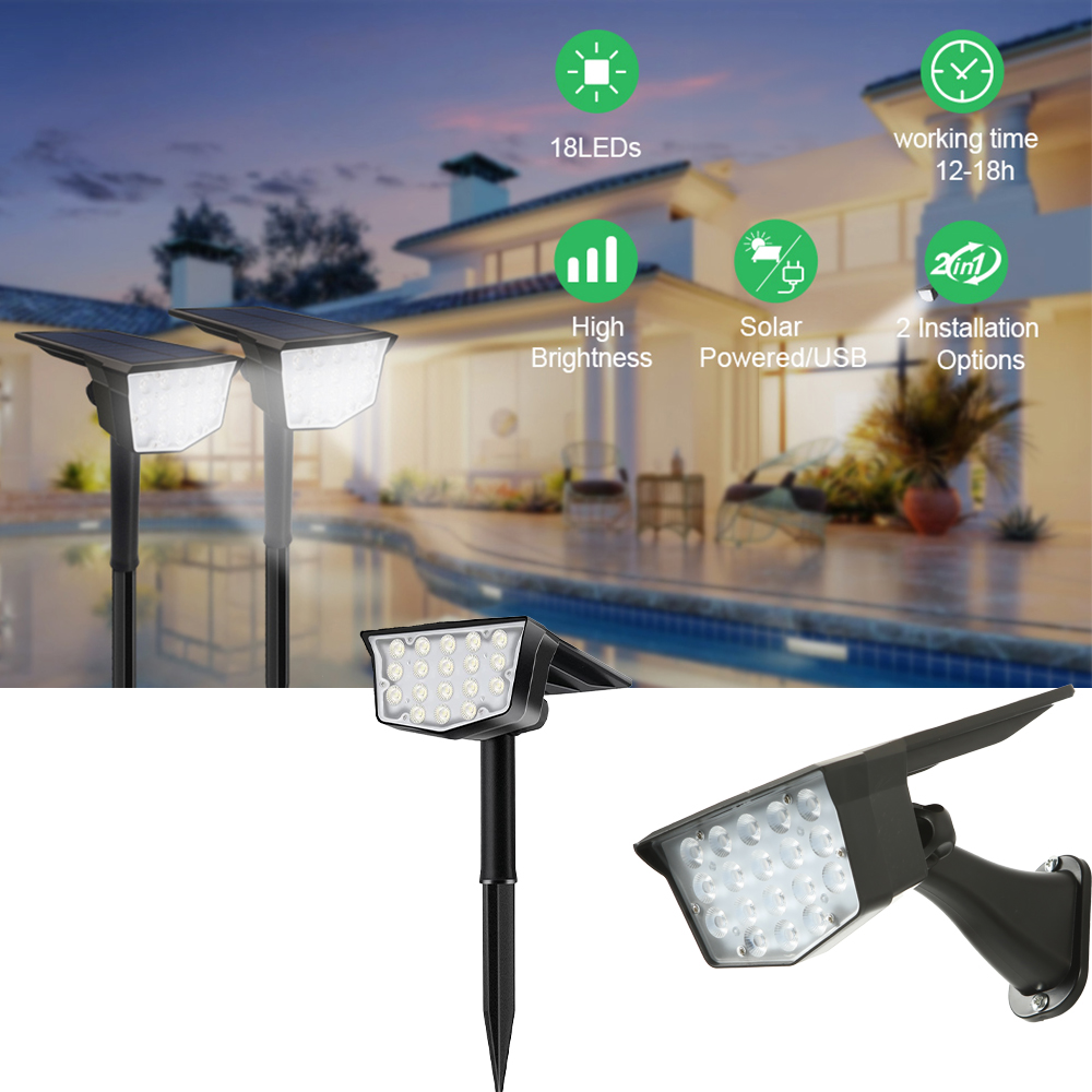2Pcs Solar Outdoor Spot Lights - Outdoor Lighting Switch 评论和价格